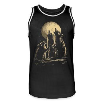 3 Raccoon Moon Howling Funny Humor Design - Men's Basketball Jersey - black/white - Front - AI Model Male 185 dark (185cm)