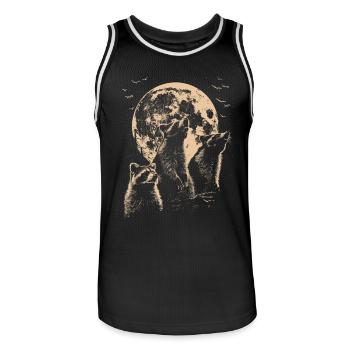 3 Raccoons Moon Howling Funny Raccoons - Men's Basketball Jersey - black/white - Front - AI Model Male 185 dark (185cm)