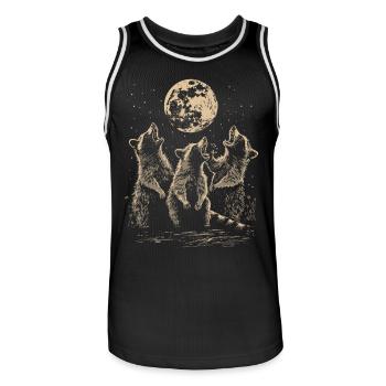 3 Waschbären Mond Heulende Lustige Tierkunst - Männer Basketball-Trikot - Schwarz/Weiß - Vorne - AI Model Male 185 dark (185cm)