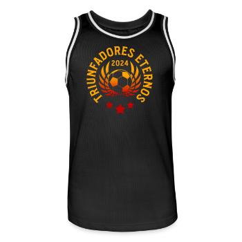 Spanien Meisterschaft 2024 Frauen Männer España - Männer Basketball-Trikot - Schwarz/Weiß - Vorne - AI Model Male 185 dark (185cm)