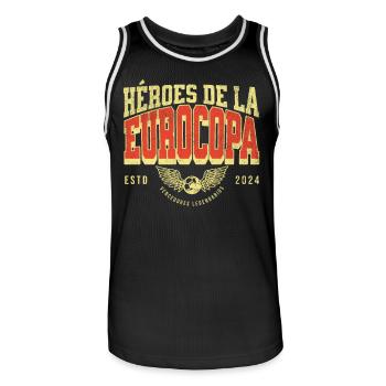 Championnat d’Espagne 2024 Femmes Hommes Drapeau Rouge - Maillot de basket Homme - noir/blanc - Devant - AI Model Male 185 dark (185cm)
