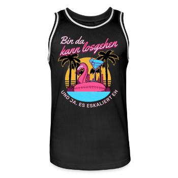 'I'm there can start' Flamingo Girls' Night Out - Men's Basketball Jersey - black/white - Front - AI Model Male 185 dark (185cm)