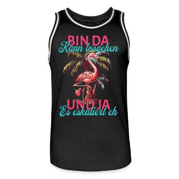 Flamingo Saying 'I'm Here You Can Go' Design - Men's Basketball Jersey - black/white - Front - AI Model Male 185 dark (185cm)