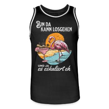 Drôle de flamant rose 'Je suis ici, tu peux y aller' Design - Maillot de basket Homme - noir/blanc - Devant - AI Model Male 185 dark (185cm)