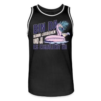 'I'm there can start' Flamingo Design Girls' Night Out - Men's Basketball Jersey - black/white - Front - AI Model Male 185 dark (185cm)