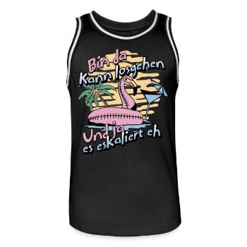 Party Flamingo 'Bin da kann los' Girls' Night Out - Men's Basketball Jersey - black/white - Front - AI Model Male 185 dark (185cm)
