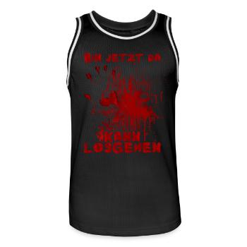 Bin jetzt da, kann losgehen - Halloween Spruch - Männer Basketball-Trikot - Schwarz/Weiß - Vorne - AI Model Male 185 dark (185cm)