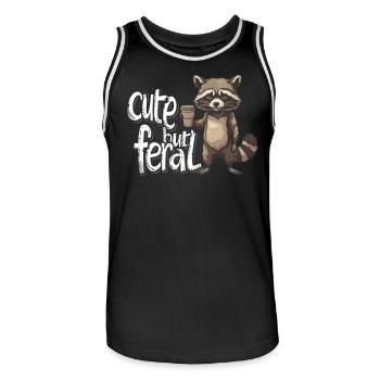 Cartoon Cute but feral Waschbär Kaffee Trinker - Männer Basketball-Trikot - Schwarz/Weiß - Vorne - AI Model Male 185 dark (185cm)