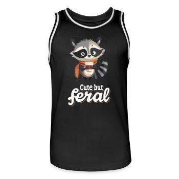 Lustiger Waschbär Kaffee Trinker - Cute but feral - Männer Basketball-Trikot - Schwarz/Weiß - Vorne - AI Model Male 185 dark (185cm)