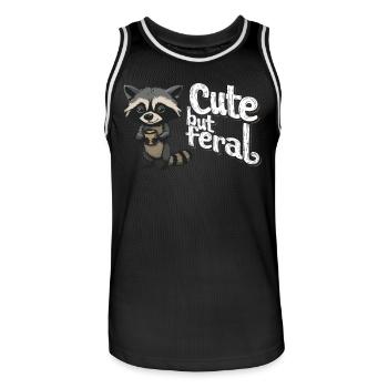 Wild und verrückt Waschbär Kaffee Trinker Cartoon - Männer Basketball-Trikot - Schwarz/Weiß - Vorne - AI Model Male 185 dark (185cm)