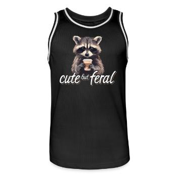 Kaffee Trinker Waschbär Cartoon - Cute but feral - Männer Basketball-Trikot - Schwarz/Weiß - Vorne - AI Model Male 185 dark (185cm)
