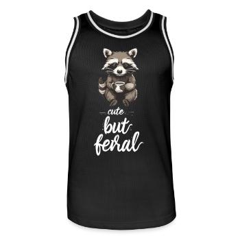 Niedlicher Waschbär Kaffee Cartoon Cute but feral - Männer Basketball-Trikot - Schwarz/Weiß - Vorne - AI Model Male 185 dark (185cm)