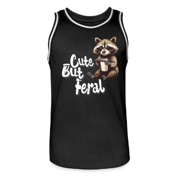 Cute but feral Kaffee Trinker Waschbär Cartoon - Männer Basketball-Trikot - Schwarz/Weiß - Vorne - AI Model Male 185 dark (185cm)