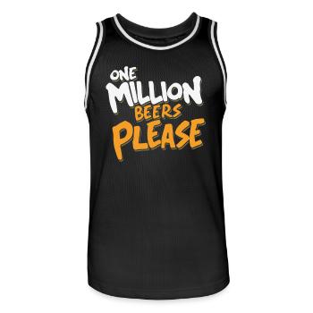 Un million de bières s’il vous plaît - Conception de fête amusante - Maillot de basket Homme - noir/blanc - Devant - AI Model Male 185 dark (185cm)