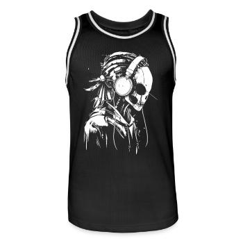 Alien festival DJ Alien with headphones UFO - Men's Basketball Jersey - black/white - Front - AI Model Male 185 dark (185cm)