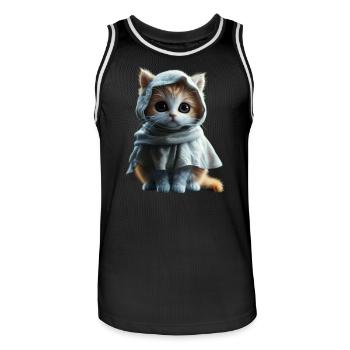 Chaton au look fantôme - Design mignon d’Halloween - Maillot de basket Homme - noir/blanc - Devant - AI Model Male 185 dark (185cm)
