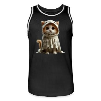 Cute Ghost Kitten - Halloween Disguise - Men's Basketball Jersey - black/white - Front - AI Model Male 185 dark (185cm)