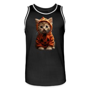 Cute Kitten in Pumpkin Hoodie Halloween - Men's Basketball Jersey - black/white - Front - AI Model Male 185 dark (185cm)