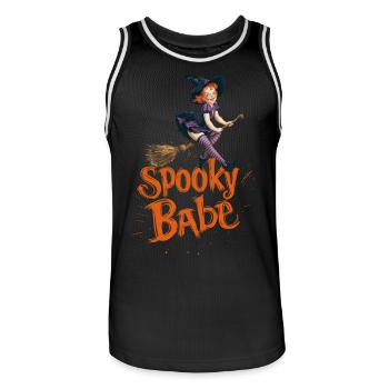 Spooky Babe Halloween Sorcière Costume Femmes - Maillot de basket Homme - noir/blanc - Devant - AI Model Male 185 dark (185cm)
