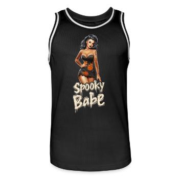Spooky Babe Retro Tattoo Halloween Femmes - Maillot de basket Homme - noir/blanc - Devant - AI Model Male 185 dark (185cm)