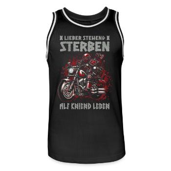 Biker Knight Design Better Die Standing - Men's Basketball Jersey - black/white - Front - AI Model Male 185 dark (185cm)