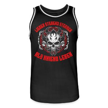 Skull Viking Design Lieber stehend sterben 2024 - Männer Basketball-Trikot - Schwarz/Weiß - Vorne - AI Model Male 185 dark (185cm)