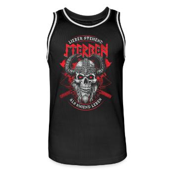 Bad Boy Viking Crâne Matrice Debout 2024 - Maillot de basket Homme - noir/blanc - Devant - AI Model Male 185 dark (185cm)
