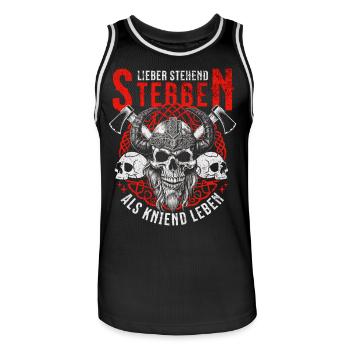 Viking crâne conception guerrier dicton - Maillot de basket Homme - noir/blanc - Devant - AI Model Male 185 dark (185cm)