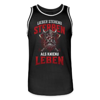 Vikings with sunglasses Better to die standing - Men's Basketball Jersey - black/white - Front - AI Model Male 185 dark (185cm)