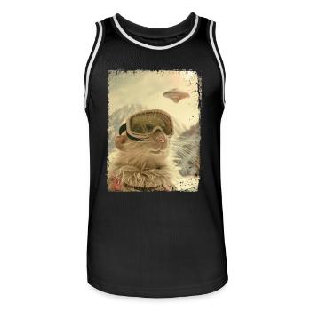 UFO Retro Vintage Uncanny Alien Winter Mouse - Men's Basketball Jersey - black/white - Front - AI Model Male 185 dark (185cm)