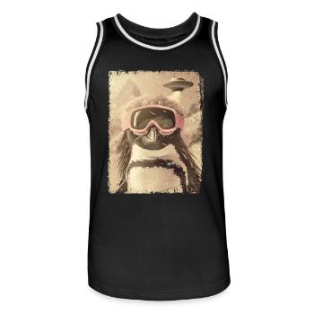 UFO Retro Vintage Uncanny Alien Ski Penguin - Männer Basketball-Trikot - Schwarz/Weiß - Vorne - AI Model Male 185 dark (185cm)