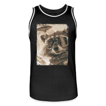 OVNI rétro vintage étrange Alien Ski raton laveur - Maillot de basket Homme - noir/blanc - Devant - AI Model Male 185 dark (185cm)
