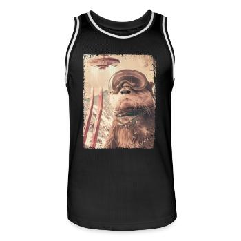 UFO Retro Vintage Uncanny Alien Ski Otter - Men's Basketball Jersey - black/white - Front - AI Model Male 185 dark (185cm)