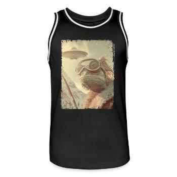 OVNI rétro vintage étrange Alien Ski lézard - Maillot de basket Homme - noir/blanc - Devant - AI Model Male 185 dark (185cm)