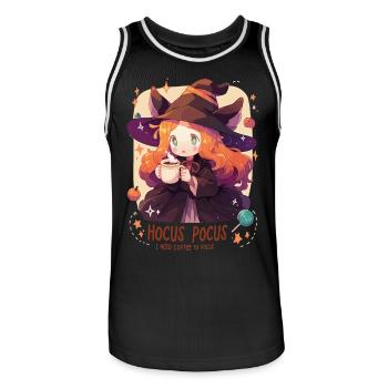 Hocus Pocus Hexe Kaffee Kürbisse Halloween - Männer Basketball-Trikot - Schwarz/Weiß - Vorne - AI Model Male 185 dark (185cm)