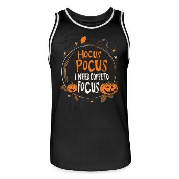 Hocus Pocus Kaffee Halloween Kürbis Lustig - Männer Basketball-Trikot - Schwarz/Weiß - Vorne - AI Model Male 185 dark (185cm)