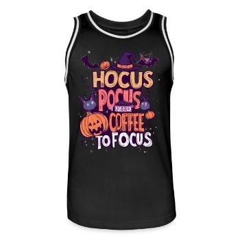 Hocus Pocus Halloween Kaffee Kürbis Fledermäuse - Männer Basketball-Trikot - Schwarz/Weiß - Vorne - AI Model Male 185 dark (185cm)