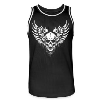 Crâne Halloween avec des ailes - Squelette de crâne - Maillot de basket Homme - noir/blanc - Devant - AI Model Male 185 dark (185cm)