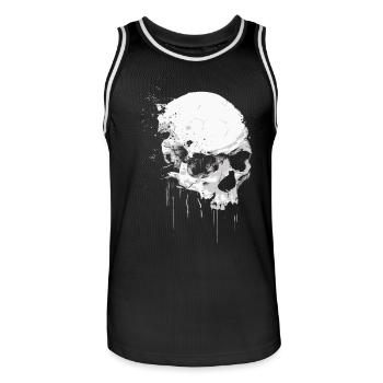 Skull Halloween Aquarell - Splash Art Totenkopf - Männer Basketball-Trikot - Schwarz/Weiß - Vorne - AI Model Male 185 dark (185cm)