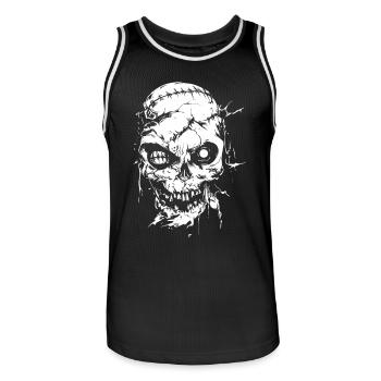 Crâne Halloween Zombie - Crâne Squelette Horreur - Maillot de basket Homme - noir/blanc - Devant - AI Model Male 185 dark (185cm)