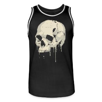Crâne Halloween Drop Look - Crâne Squelette - Maillot de basket Homme - noir/blanc - Devant - AI Model Male 185 dark (185cm)
