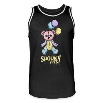 Tattered Teddy Bear with Balloons Halloween Design - Men's Basketball Jersey - black/white - Front - AI Model Male 185 dark (185cm)