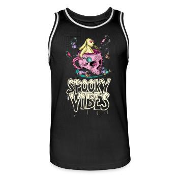 Plush bunny in skull cup with sweets - Men's Basketball Jersey - black/white - Front - AI Model Male 185 dark (185cm)