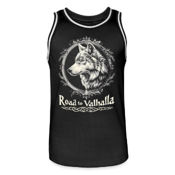 En route vers le Valhalla Viking Wolf Design - Maillot de basket Homme - noir/blanc - Devant - AI Model Male 185 dark (185cm)