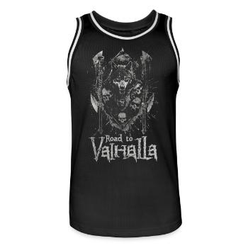 Finsterer Wolf Road to Valhalla Design - Männer Basketball-Trikot - Schwarz/Weiß - Vorne - AI Model Male 185 dark (185cm)
