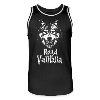 Wilder Wolf Road to Valhalla Zähne - Männer Basketball-Trikot - Schwarz/Weiß - Vorne - AI Model Male 185 dark (185cm)