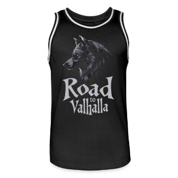 Seitenprofil Wolf Road vers Valhalla Design - Maillot de basket Homme - noir/blanc - Devant - AI Model Male 185 dark (185cm)