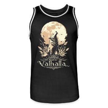 Route du loup hurlant vers la pleine lune du Valhalla - Maillot de basket Homme - noir/blanc - Devant - AI Model Male 185 dark (185cm)