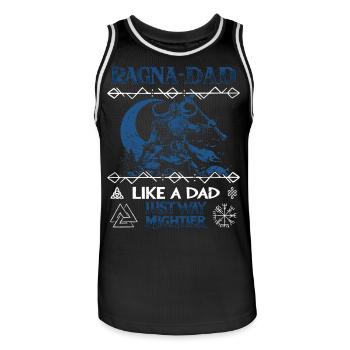 RAGNA-DAD Vikings sous la lune pour la fête des pères - Maillot de basket Homme - noir/blanc - Devant - AI Model Male 185 dark (185cm)