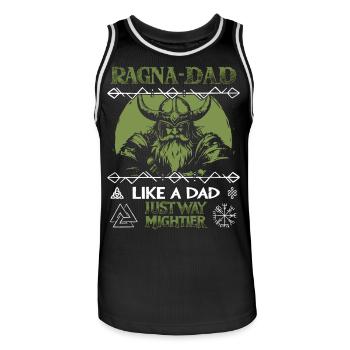 RAGNA-DAD Green Viking helmet for strong fathers - Men's Basketball Jersey - black/white - Front - AI Model Male 185 dark (185cm)